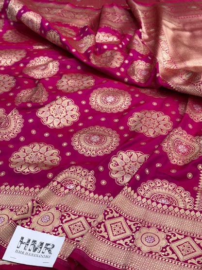 Rani Pink Banarasi Sona Rupa Pure Silk Saree