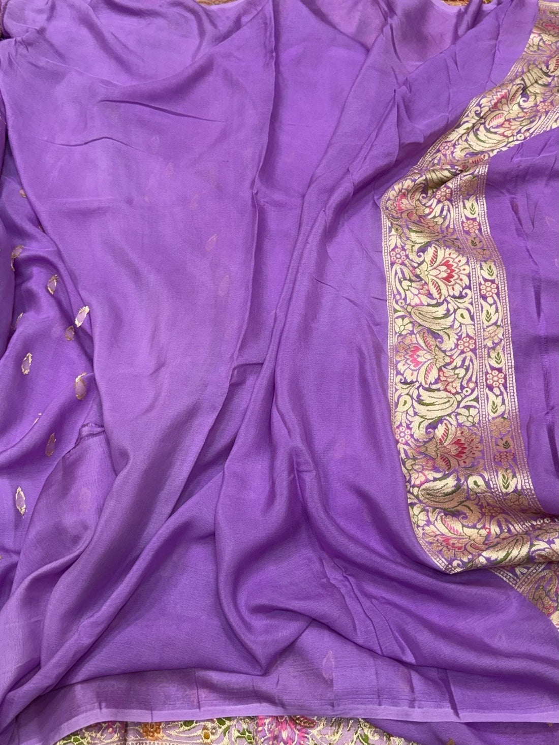 Lavender Pure Banarasi Chiffon Georgette Saree