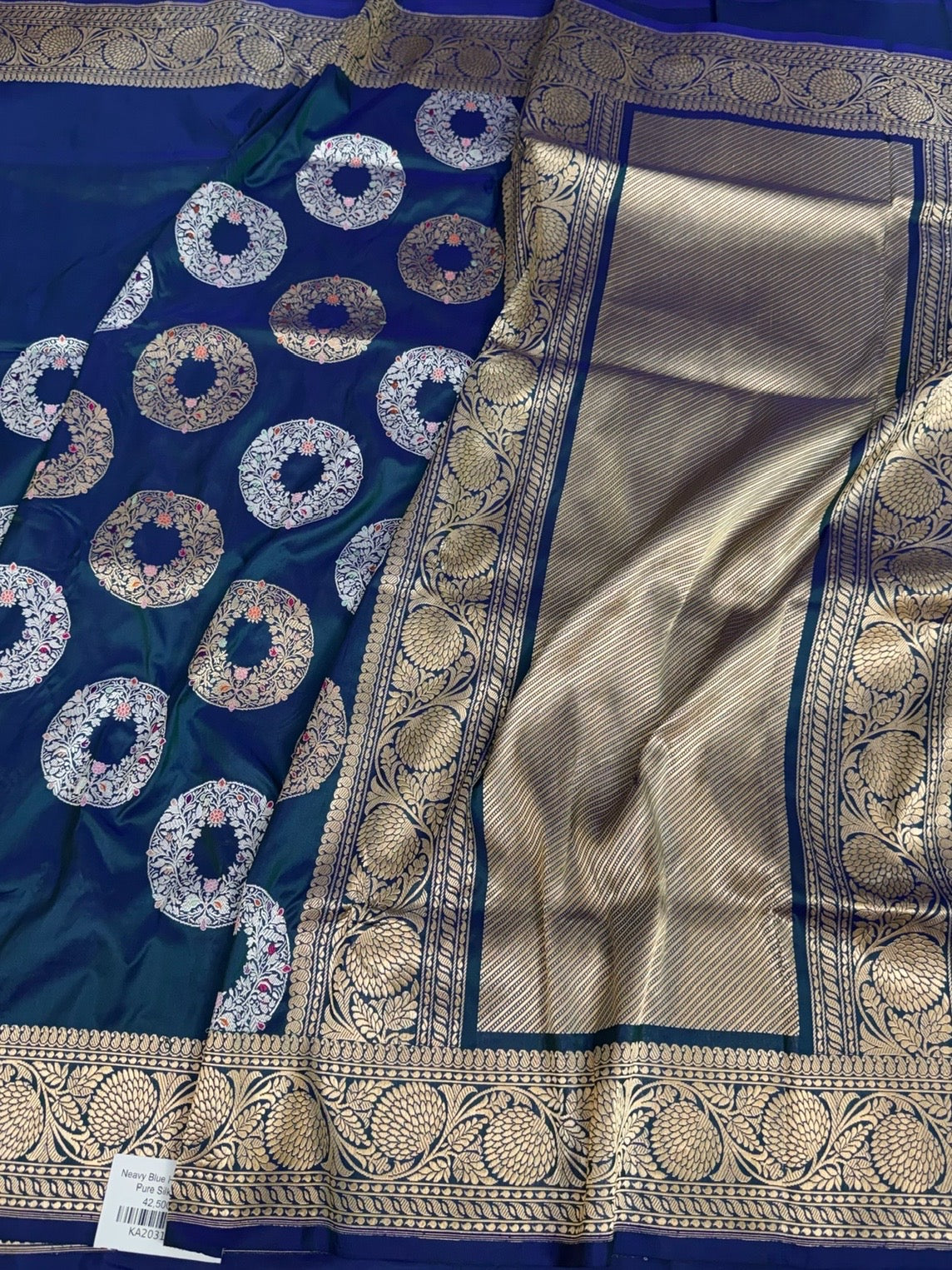 Peacock Blue Handwoven Pure Silk Banarasi Saree