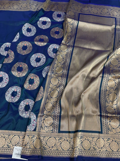 Peacock Blue Handwoven Pure Silk Banarasi Saree