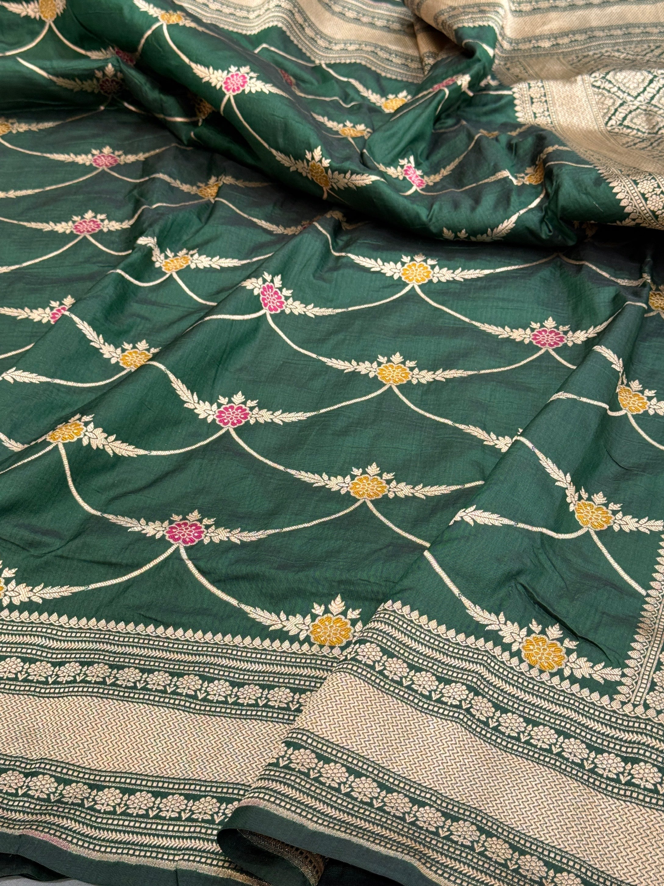 Yellow Banarasi Minakari Pure Katan Silk Saree | Pure Silk | Minakari Work | Cutwork Technique | Banarasi Katan Silk Saree