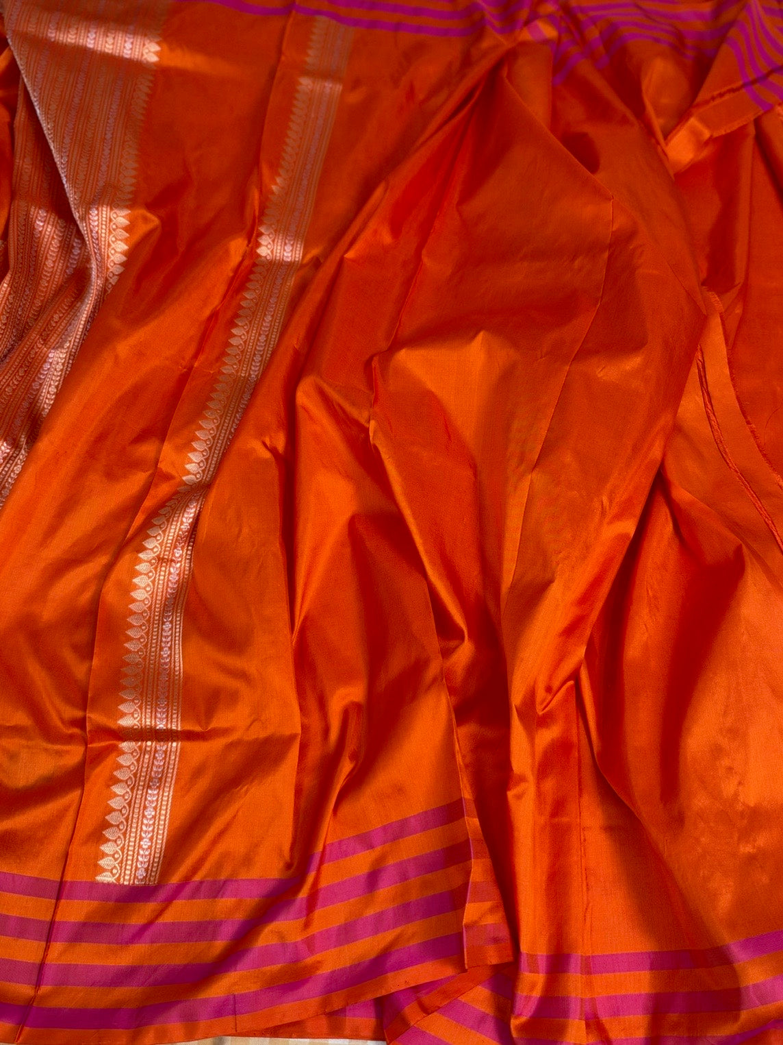 Orange Handwoven Pure Banarasi Katan Silk Saree