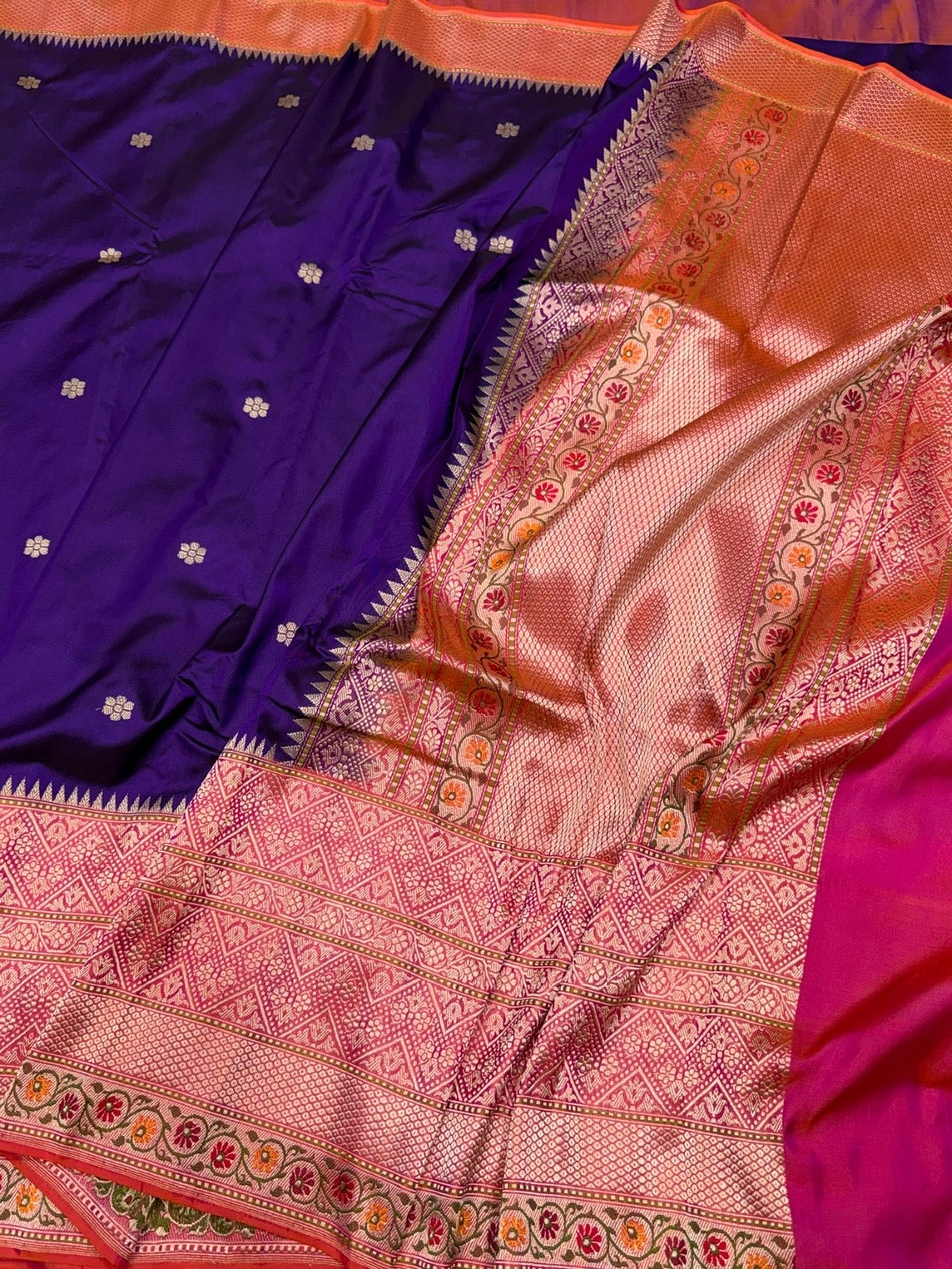 Purple Handwoven Pure Banarasi Ektara Silk Saree