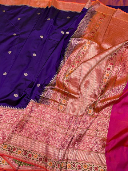 Purple Handwoven Pure Banarasi Ektara Silk Saree
