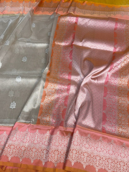 Baby Pink Handwoven Banarasi Pure Tissue Saree