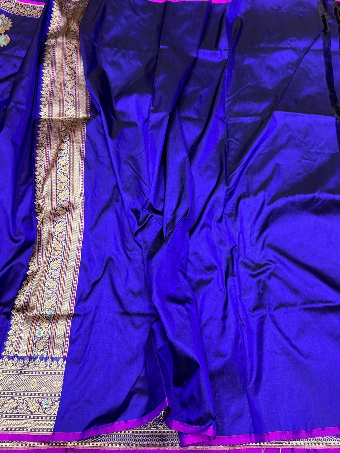 Royal Blue Handwoven Pure Banarasi Silk Kadwa Saree – 100% Pure Katan Mulberry Silk Brocade