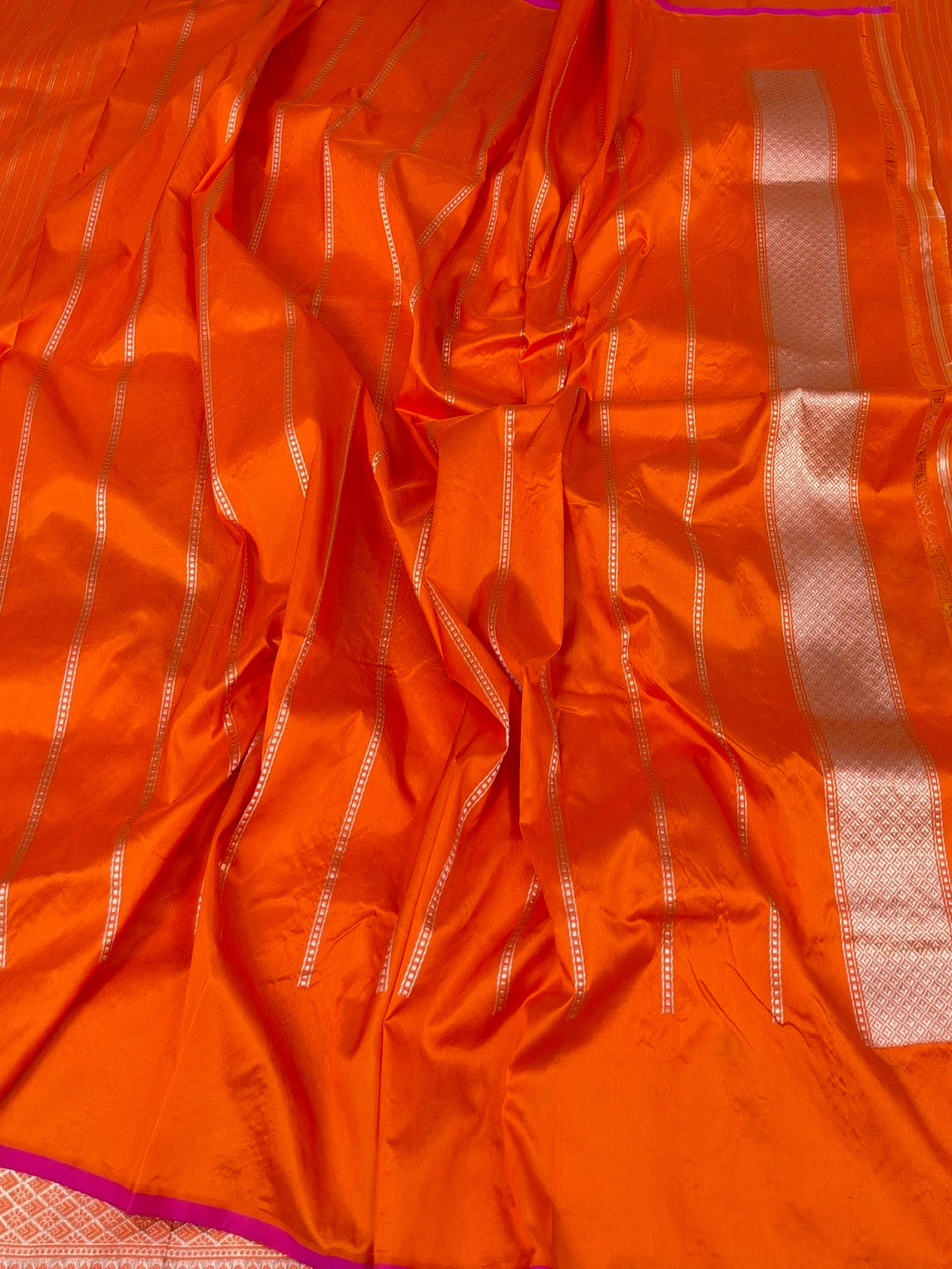 Orange Handwoven Pure Banarasi Katan Silk Saree
