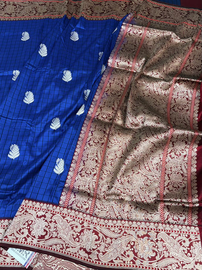 Royal Blue Handwoven Pure Banarasi Katan Silk Saree