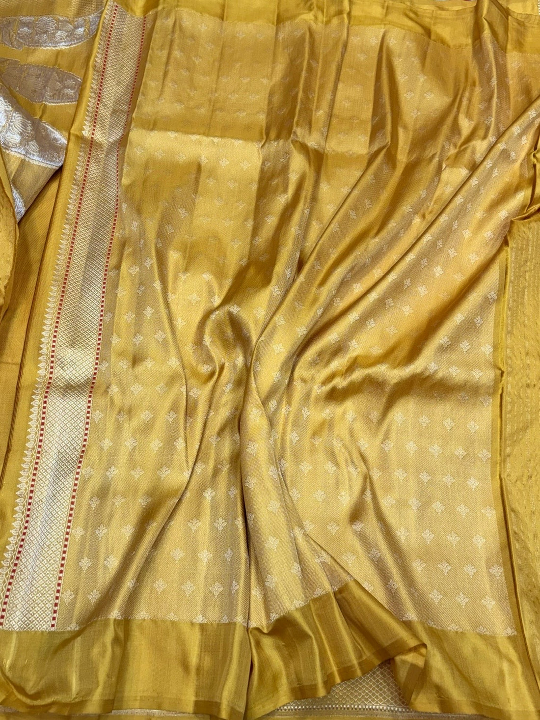 Mustard Yellow Handwoven Pure Banarasi Ektara Silk Saree