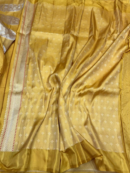 Mustard Yellow Handwoven Pure Banarasi Ektara Silk Saree