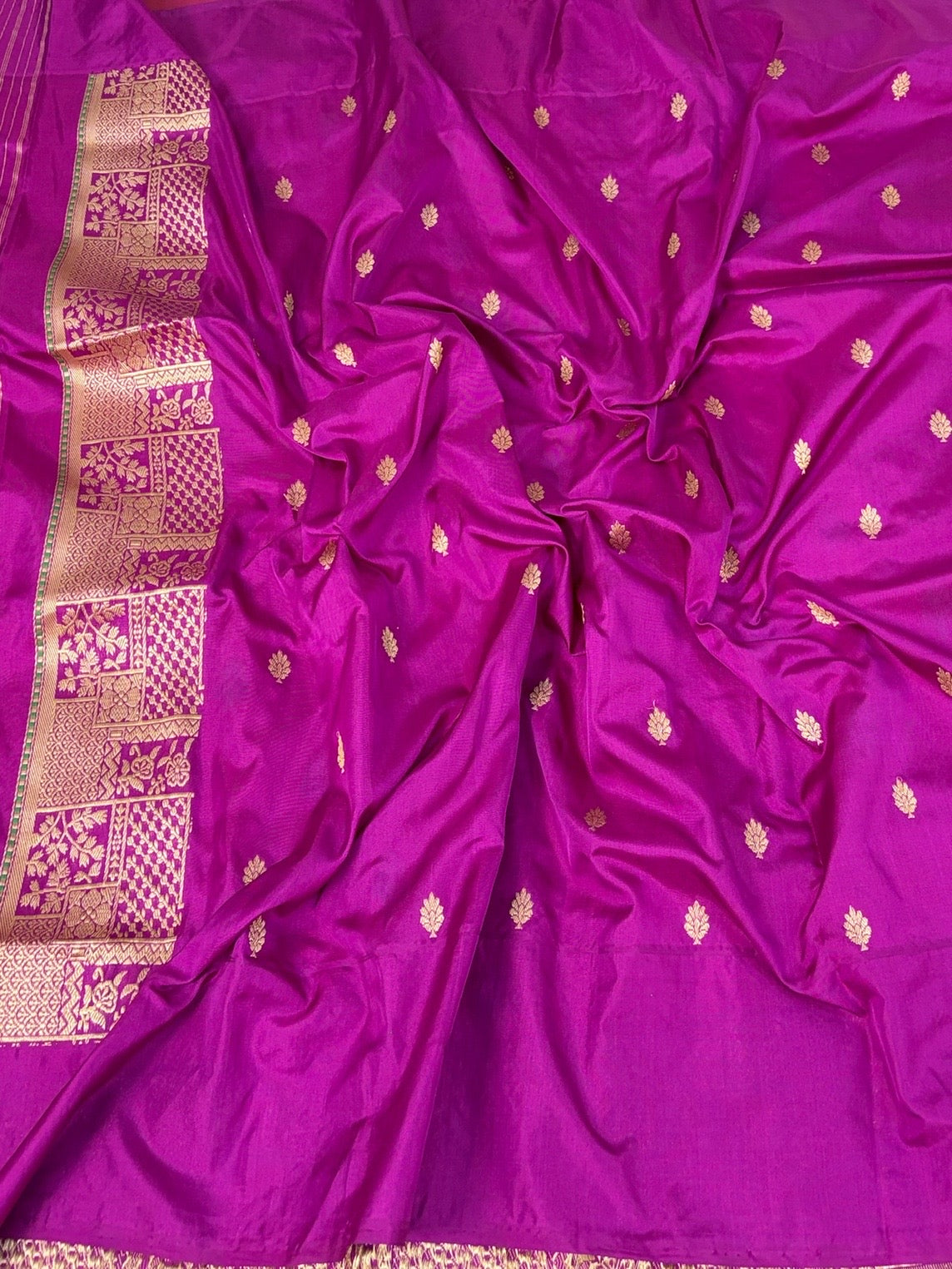 Orange Handwoven Pure Banarasi Kora Jamdani Silk Saree