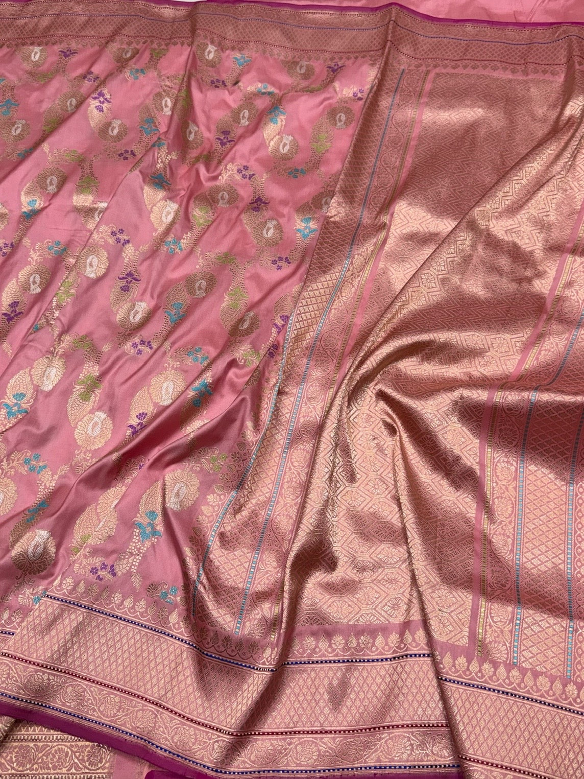 Peach Handwoven Pure Banarasi Silk Saree