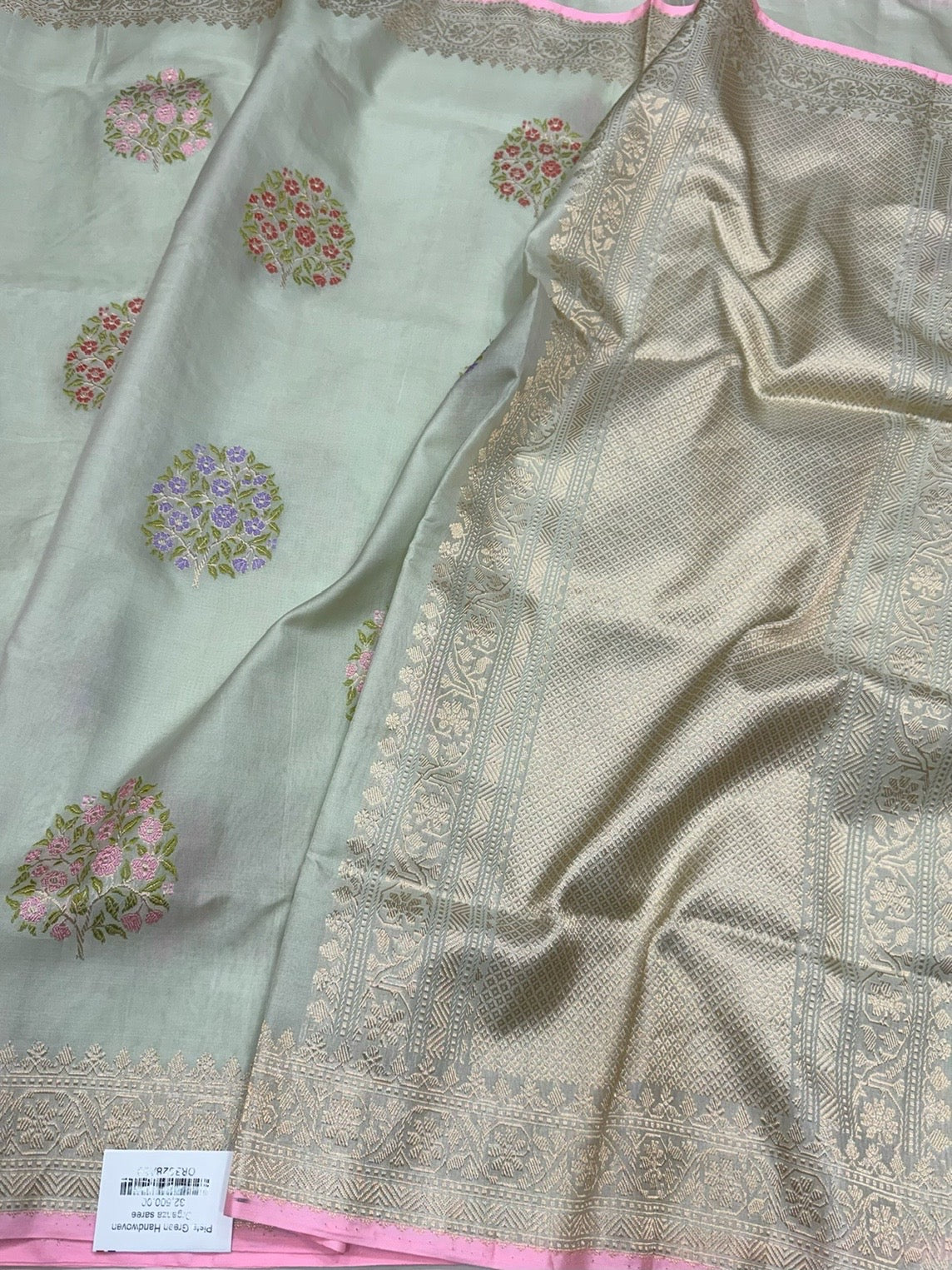 Pista Green Handwoven Banarasi Pure Organza Silk Saree