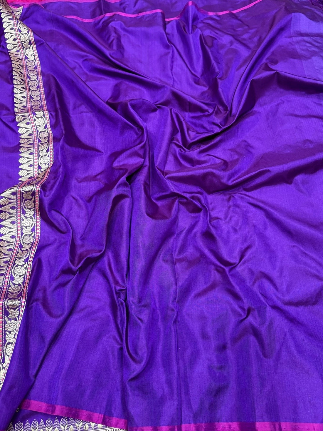 Purple Handwoven Pure Banarasi Ektara Silk Saree