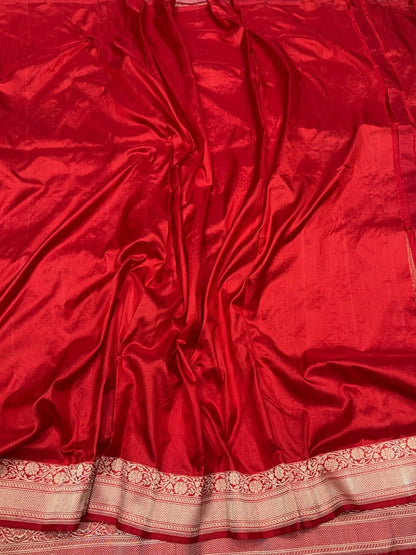 Red Handwoven Pure Banarasi Rangkaat Silk Saree