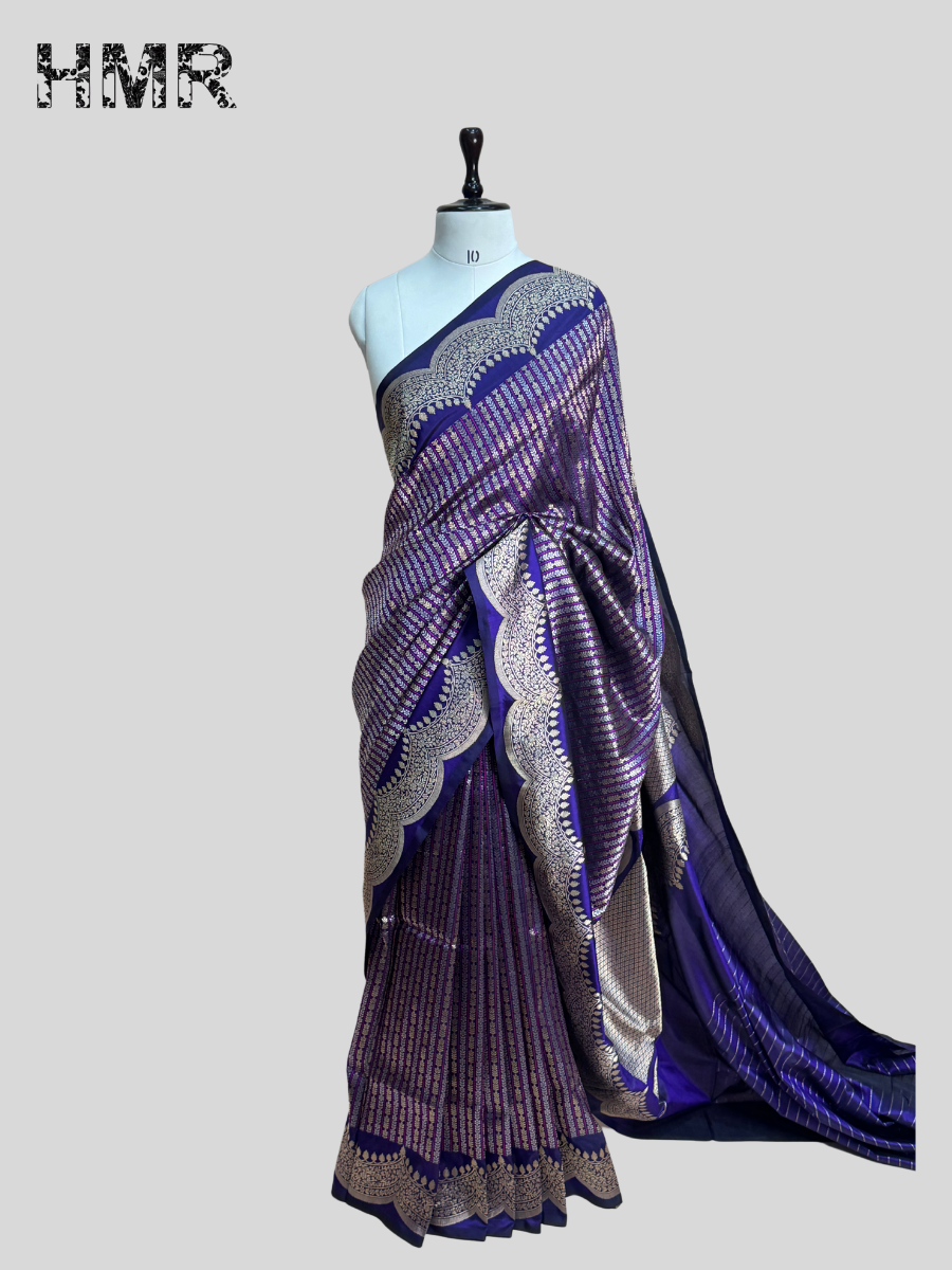 Handwoven Banarasi Scallop Border Saree