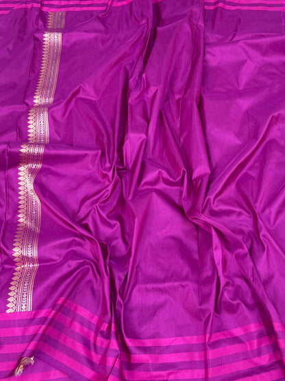 Magenta Pink Handwoven Pure Banarasi Katan Silk Saree