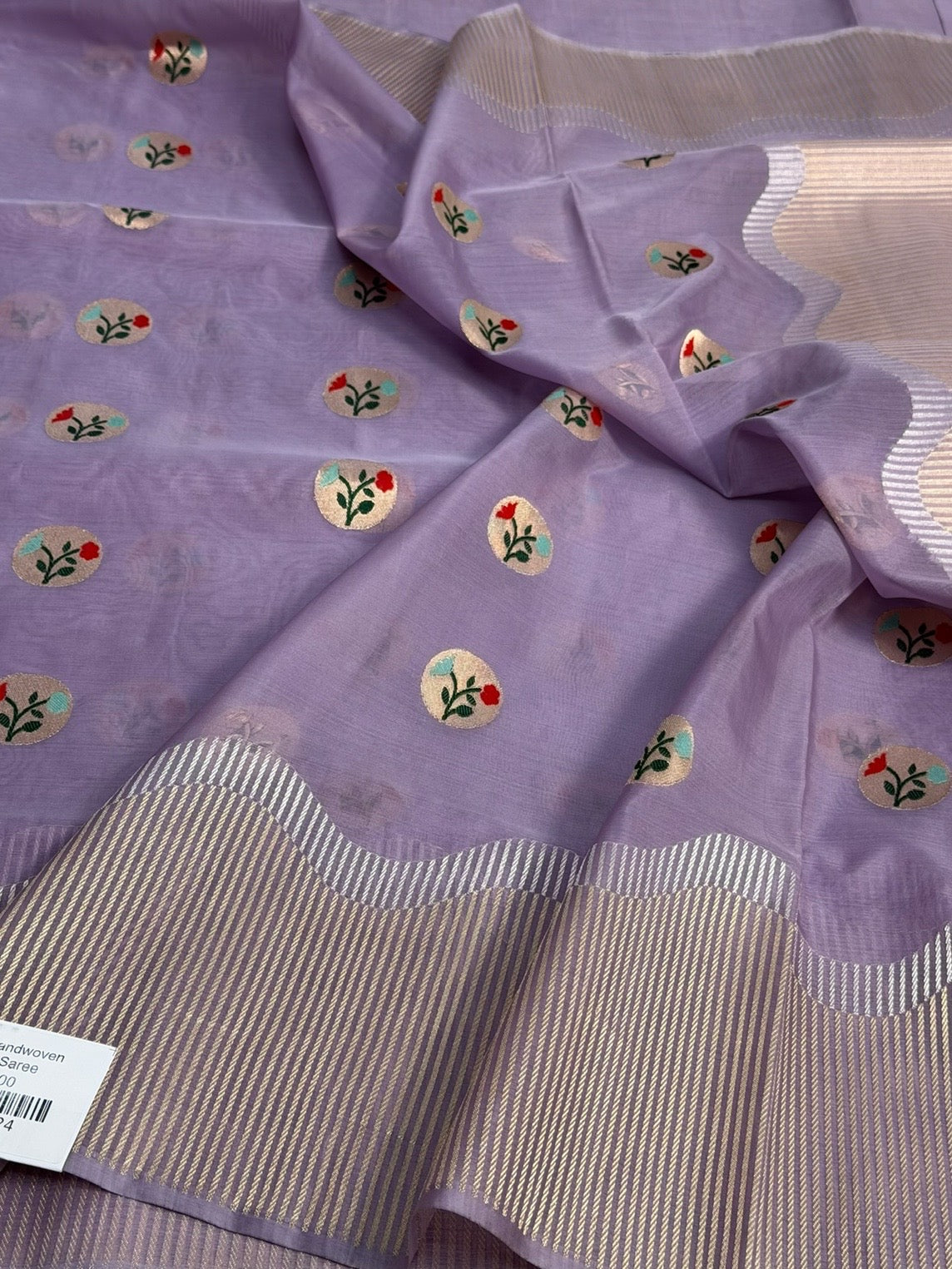 Lavender Handwoven Pure Banarasi Organza Silk Saree