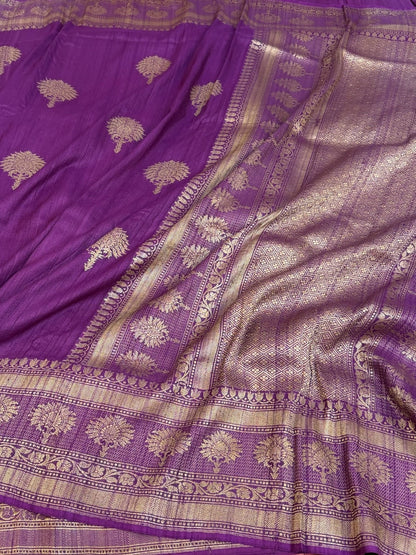 Purple Handwoven Banarasi Pure Tussar Georgette Saree