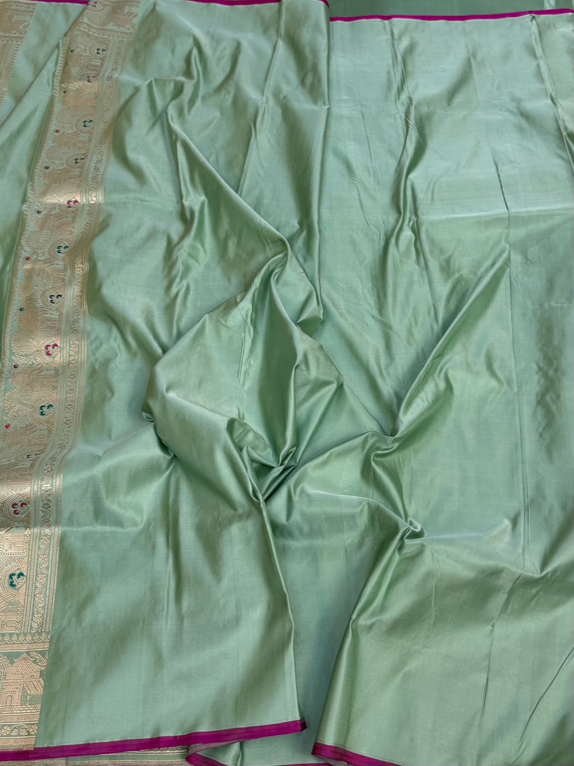 Pista Green Handwoven Banarasi Pure Satin Silk Saree