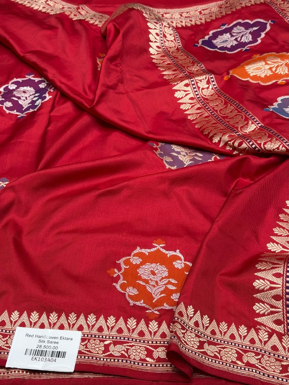 Red Handwoven Pure Banarasi Ektara Silk Saree