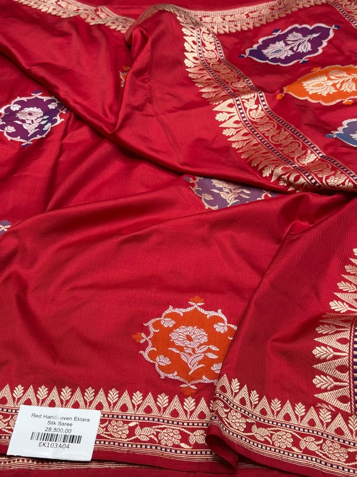 Red Handwoven Pure Banarasi Ektara Silk Saree