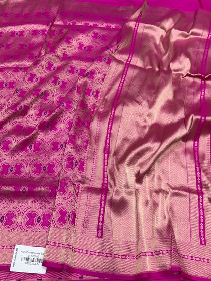 Rani Pink Banarasi Minakari Pure Silk Brocade Saree