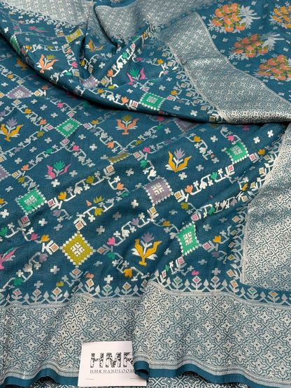 Powder Blue Banarasi Pure Tussar Georgette Saree