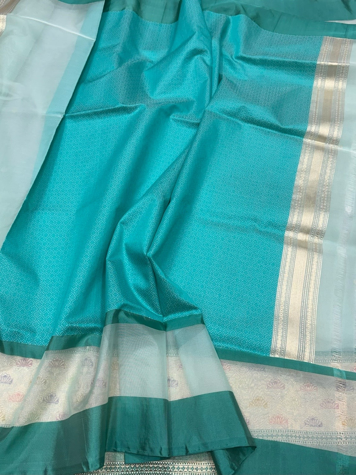 Sea Blue Handwoven Pure Organza Silk Saree