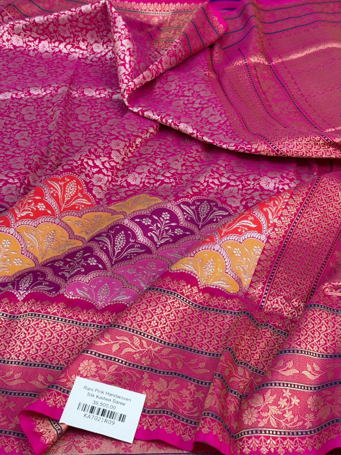 Rani Pink Handwoven Banarasi Pure Katan Silk Saree