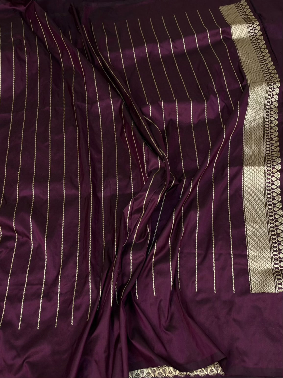 Wine Handwoven Pure Banarasi Silk Saree