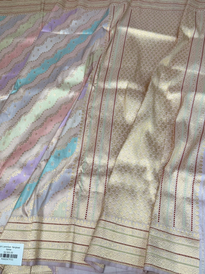 Light Lavender Handwoven Pure Banarasi Rangkaat Silk Saree