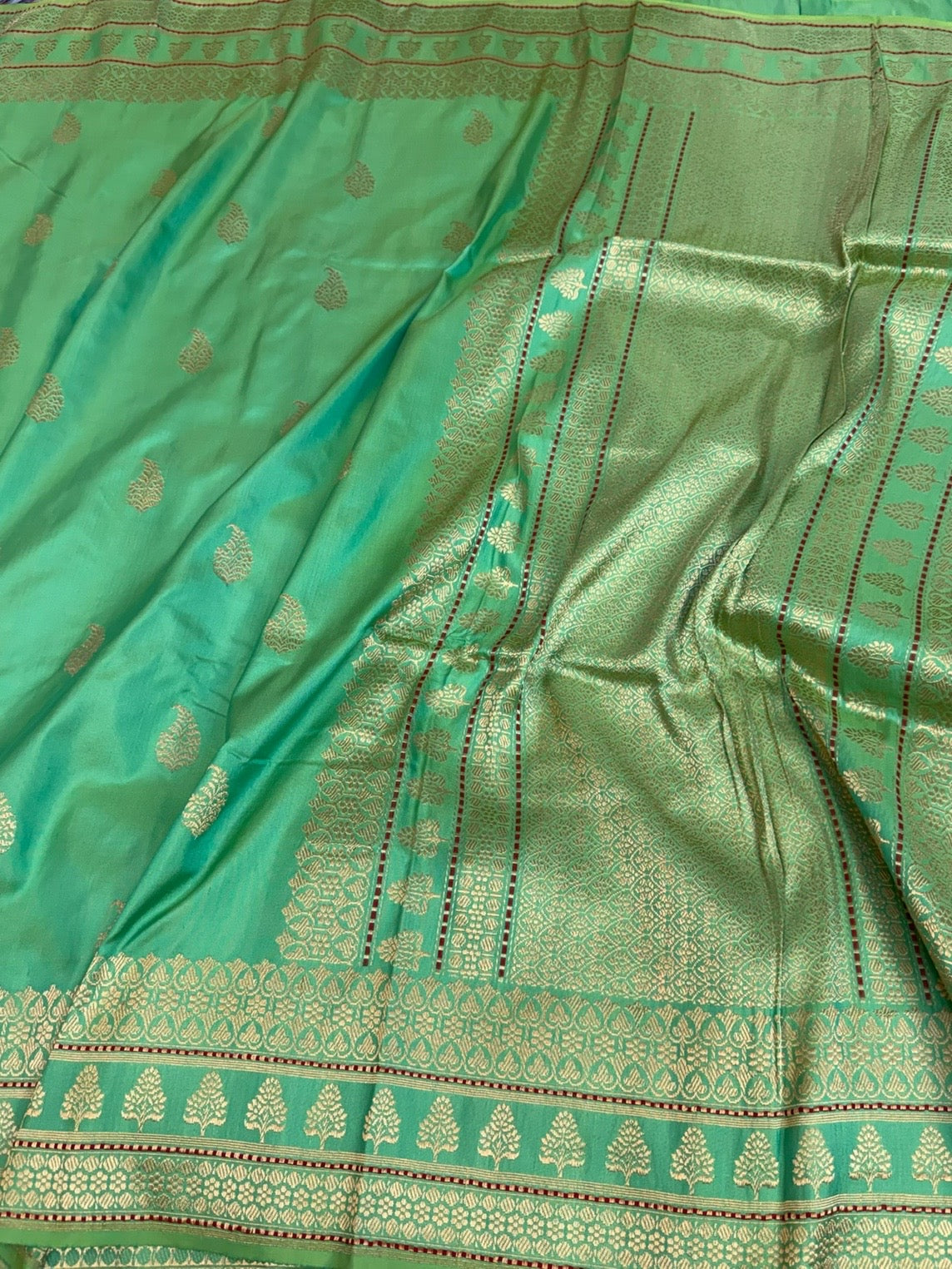 Sea Green Handwoven Pure Banarasi Ektara Silk Saree