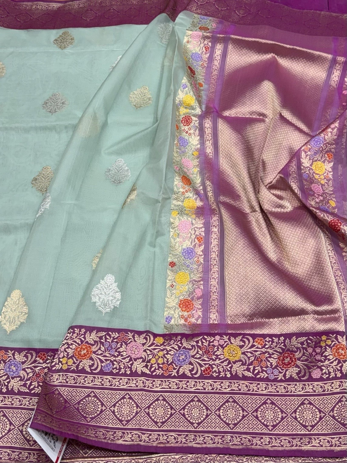 Ocean Blue Handwoven Banarasi Pure Organza Silk Saree