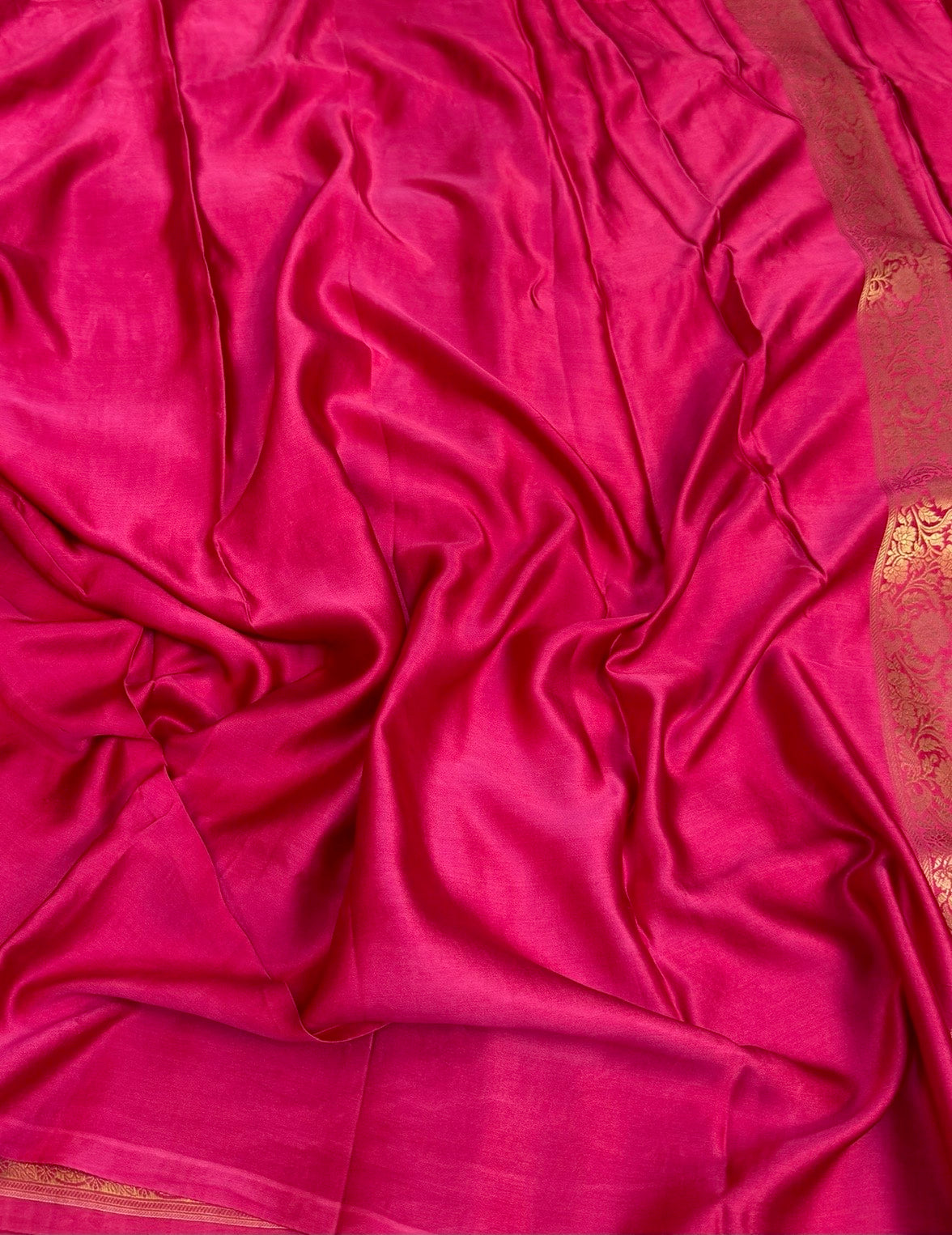 Rani Pink Pure Banarasi Mashru Brocade Satin Silk Saree