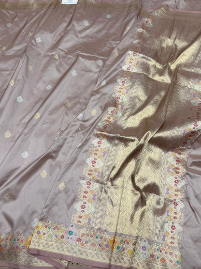 Lilac Handwoven Pure Banarasi Silk Saree
