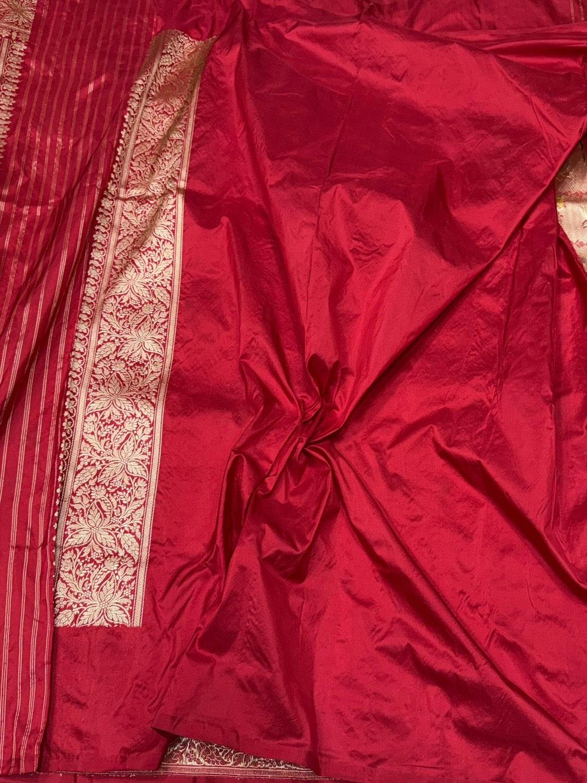 Red Handwoven Banarasi Pure Silk Brocade Saree | Meenakari Katan Silk