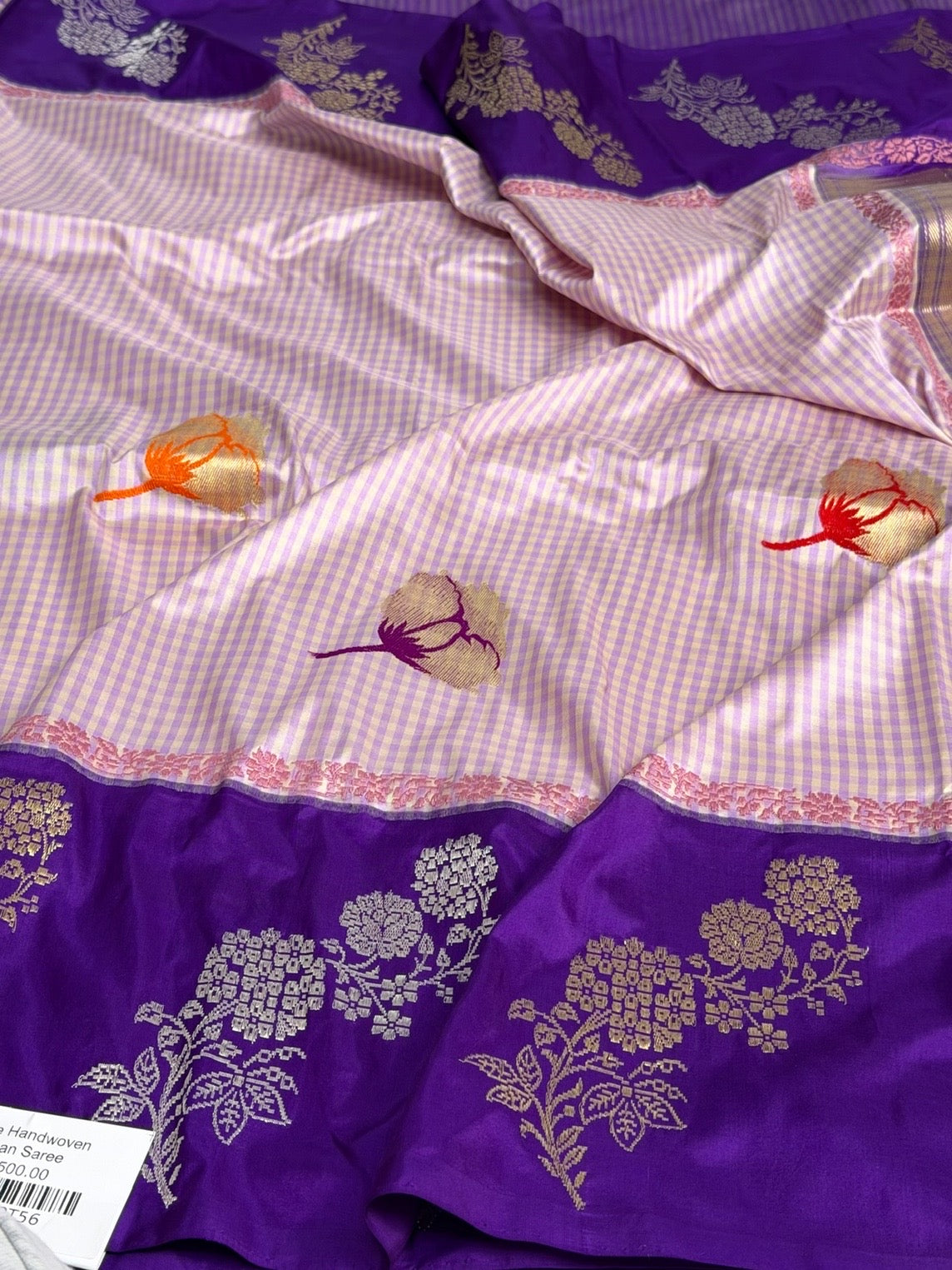 Purple Handwoven Ektara Pure Katan Silk Saree