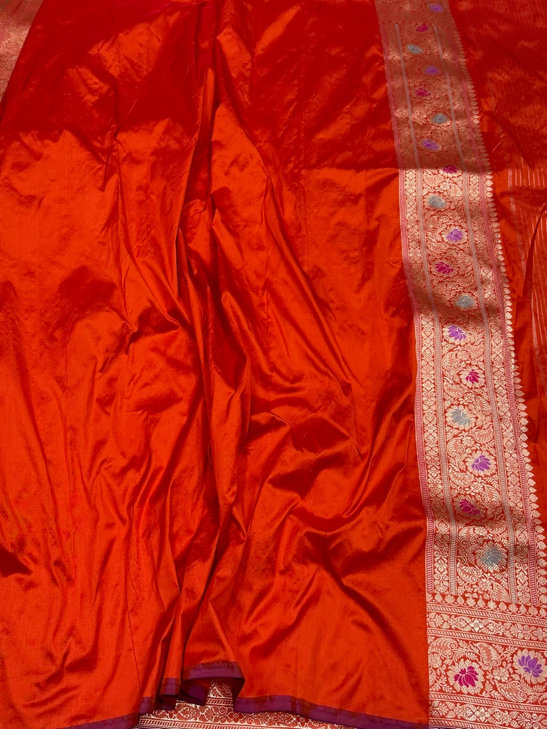 Burnt Orange Handwoven Pure Banarasi Silk Saree