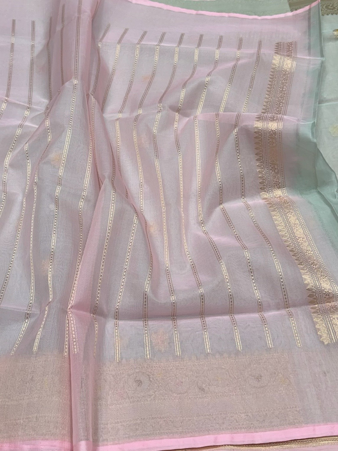Sky Blue Handwoven Banarasi Pure Organza Silk Saree
