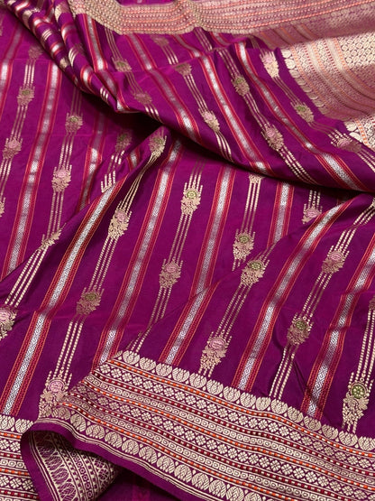 Magenta Pink Handwoven Pure Banarasi Silk Saree