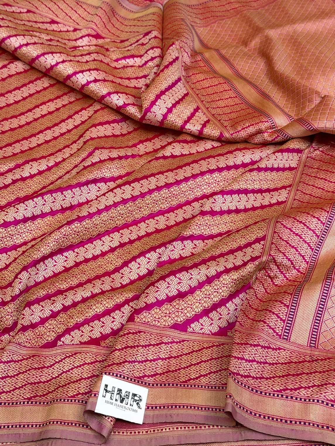 Rani Pink Handwoven Pure Banarasi Silk Brocade Saree