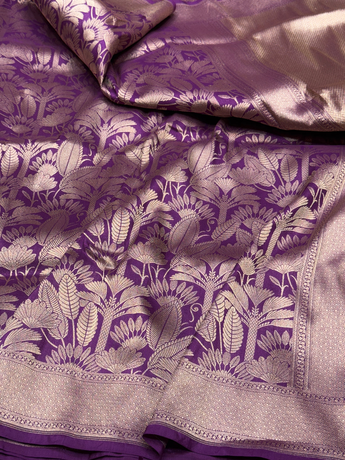 Magenta Pink Pure Silk Brocade Saree