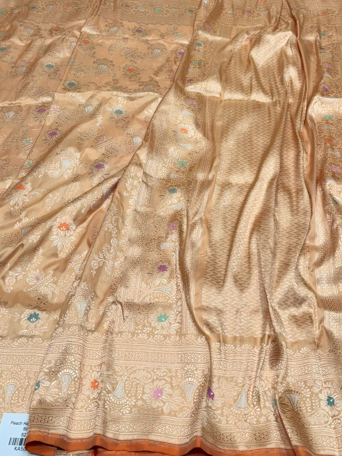 Peach Handwoven Pure Banarasi Silk Saree