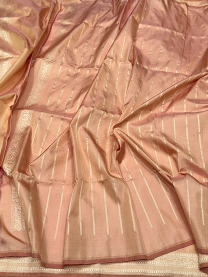 Peach Ektara Handwoven Pure Silk Banarasi Saree