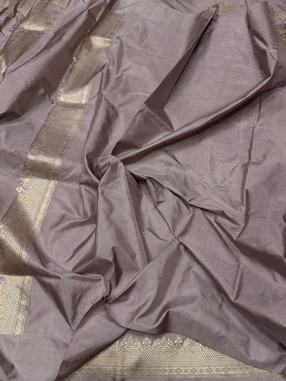 Lilac Handwoven Pure Banarasi Silk Saree