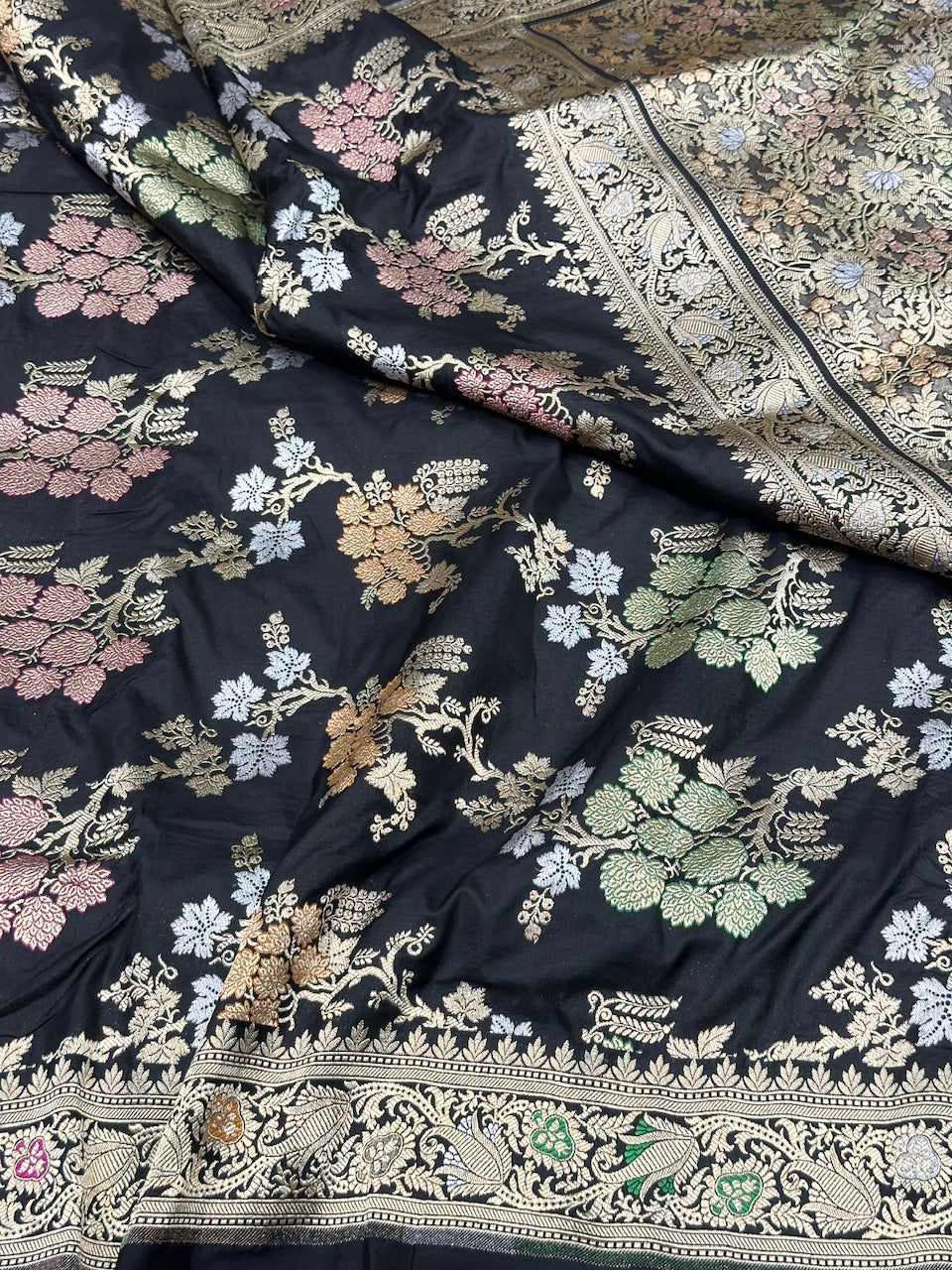 Banarasi Tilfi Minakari Pure Katan Silk Saree | Pure Silk | Minakari Work | Cutwork Technique | Banarasi Katan Silk Saree