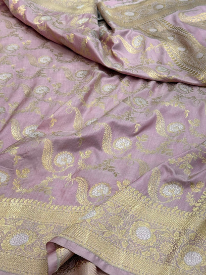 Blush Pink Sona Rupa Banarasi Pure Katan Silk Saree