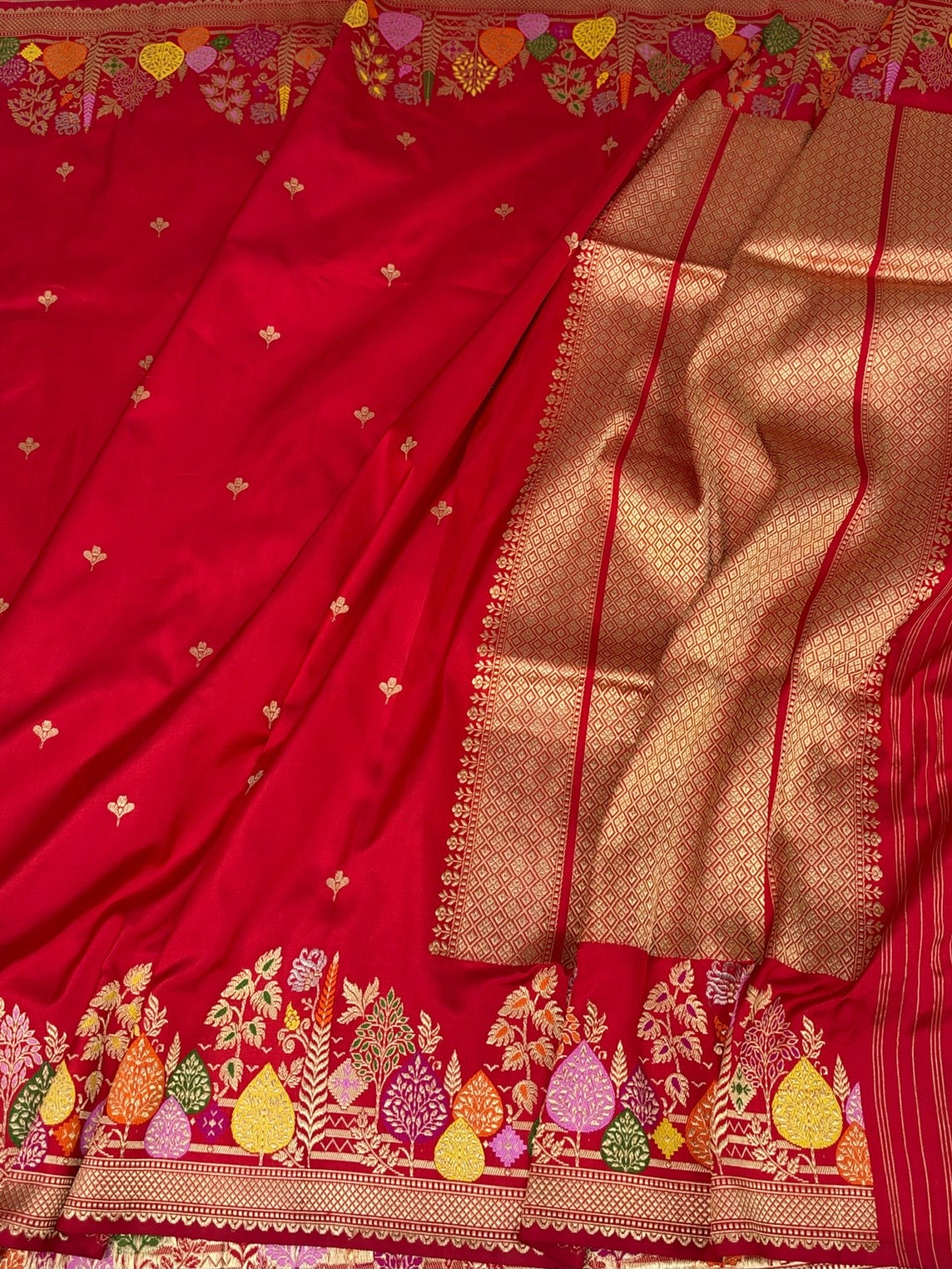 Red Handwoven Pure Banarasi Ektara Silk Saree