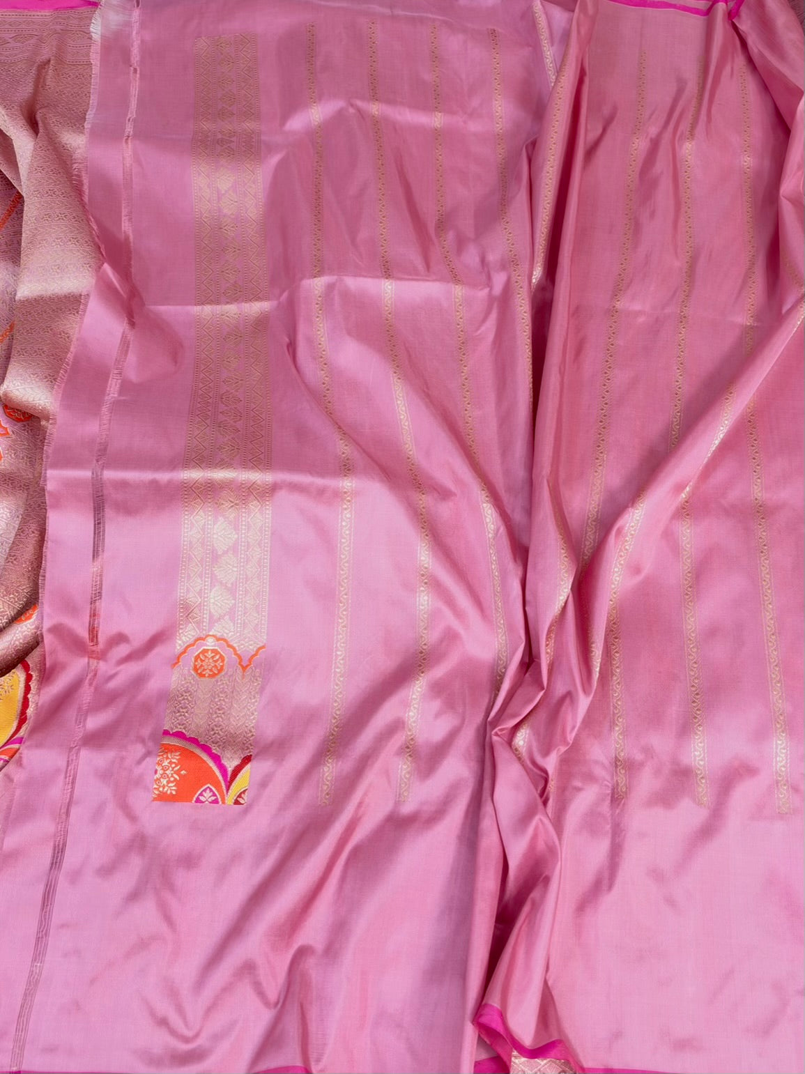 Baby Pink Handwoven Banarasi Pure Silk Brocade Saree